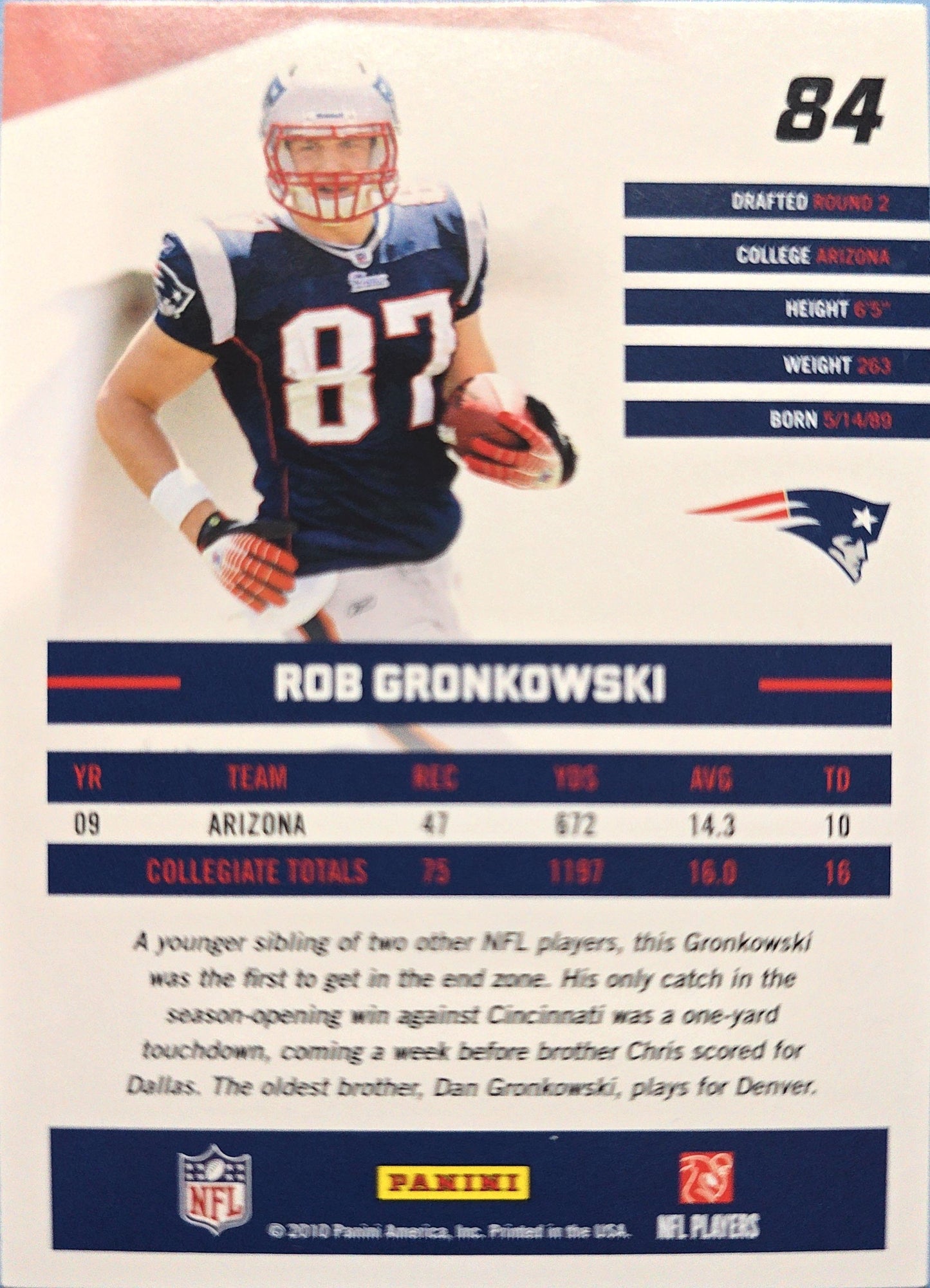 Rob Gronkowski 2010 Donruss #84 Rookie (RC)