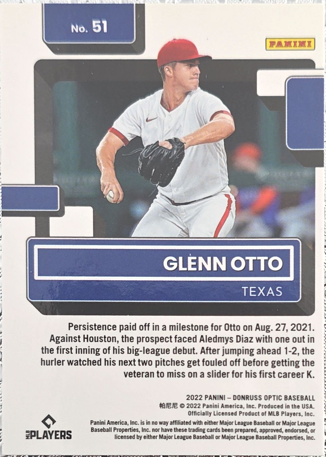 Glenn Otto 2022 Donruss Optic Rated Rookie #51 (RC)