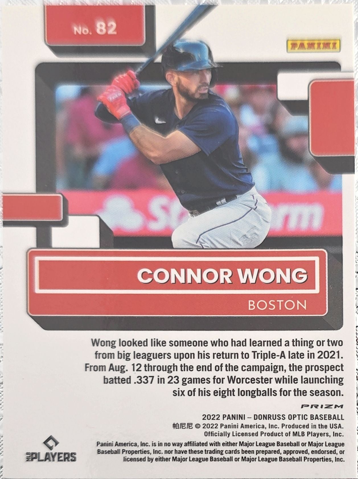 Connor Wong 2022 Panini Donruss Optic Pink Prizm Rated Rookie #82 (RC)