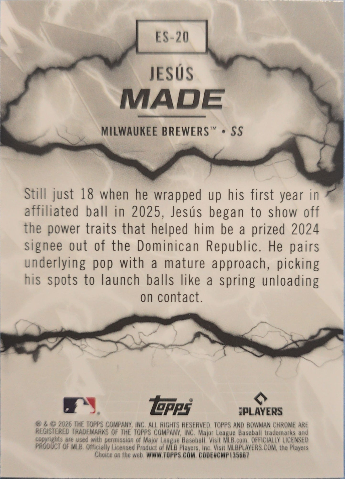 Jesus Made 2026 Bowman Chrome Electric Sluggers #ES-20