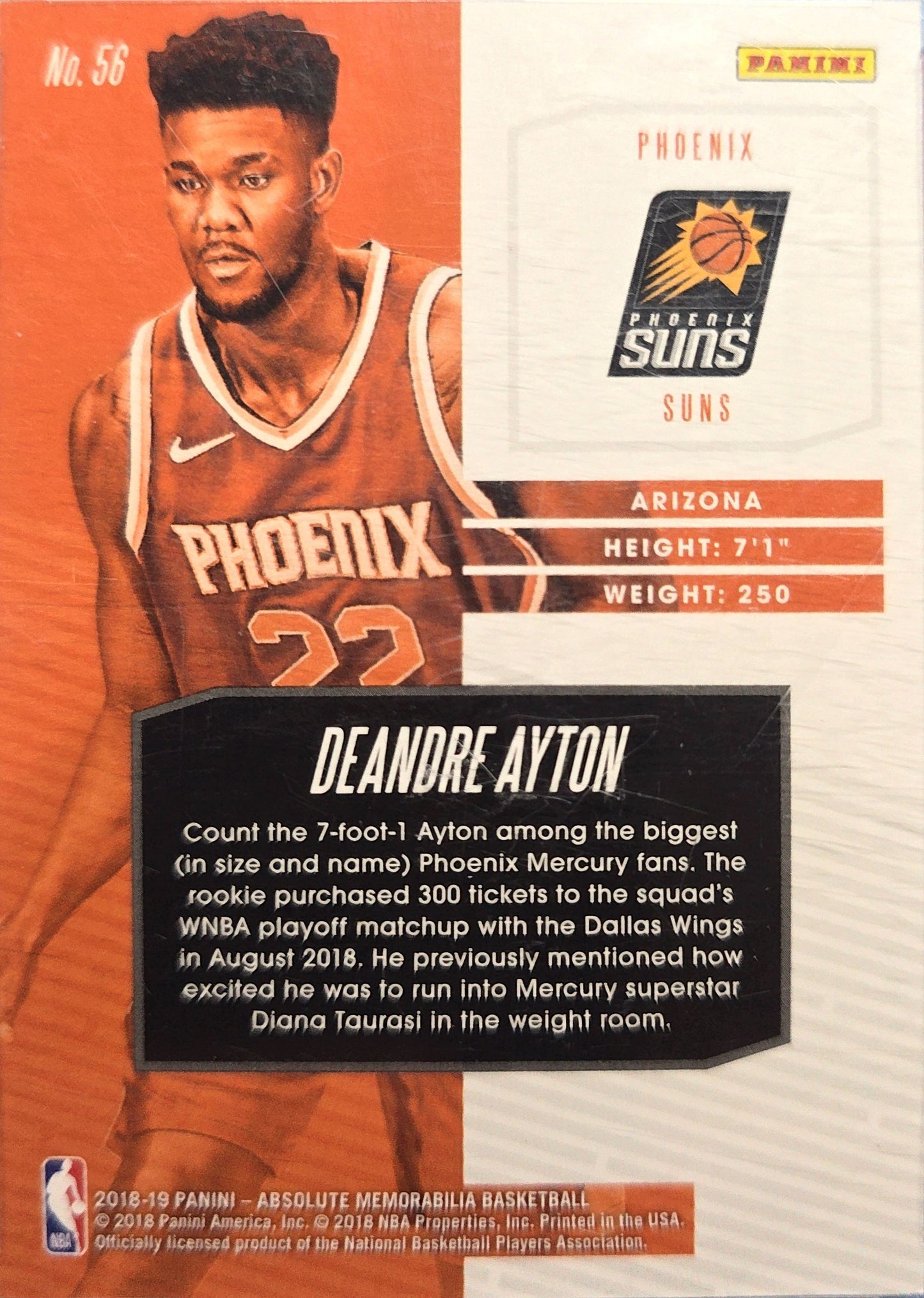 DeAndre Ayton 2018-2019 Panini Absolute Memorabilia Sealed Rookie #56 (RC)