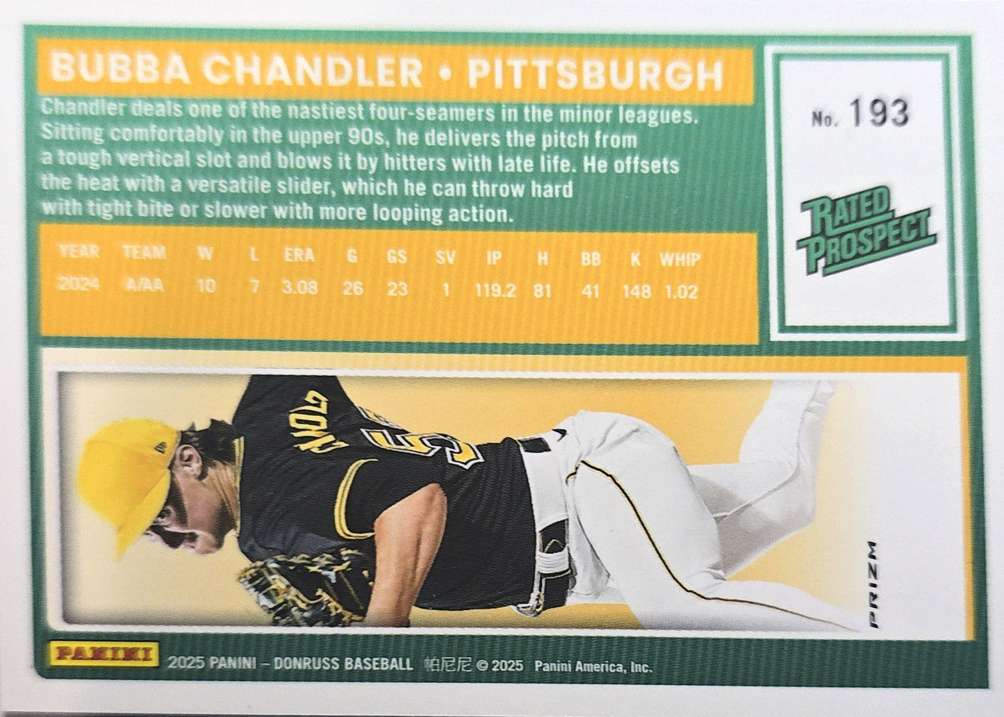 Bubba Chandler 2025 Panini Donruss Optic Rated Prospect Greem Circles Prizm #193