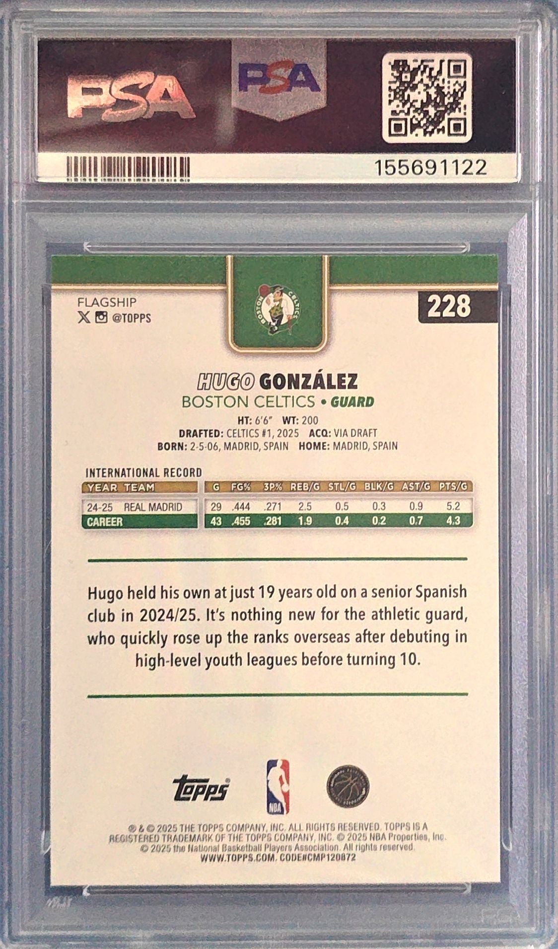 Hugo Gonzalez 2024-2025 Topps Rookie #228 (RC) PSA 9 Cert x22