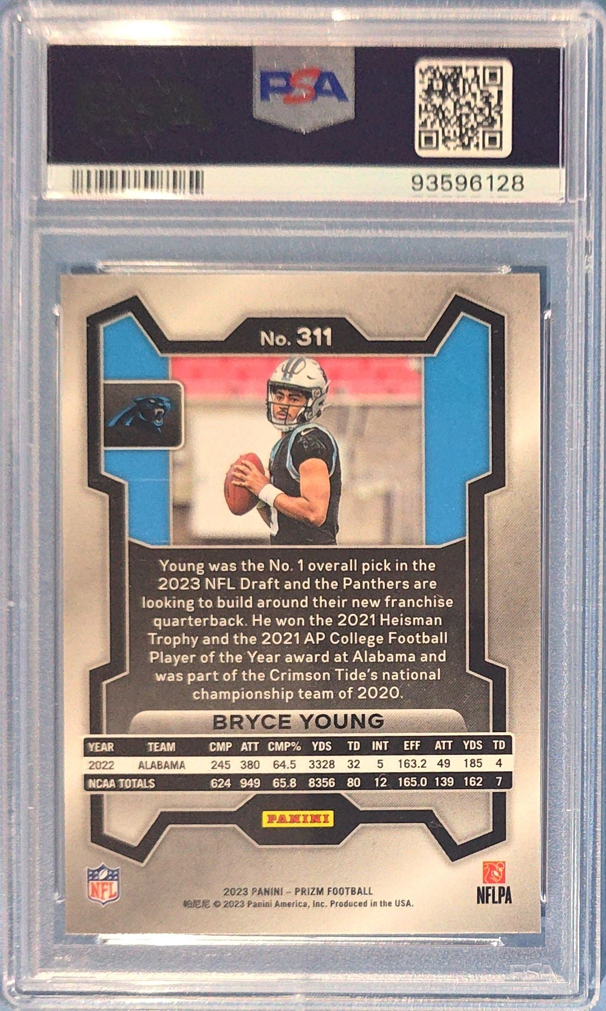 Bryce Young 2023 Panini Prizm Rookie #311 (RC) PSA 8 Cert x28