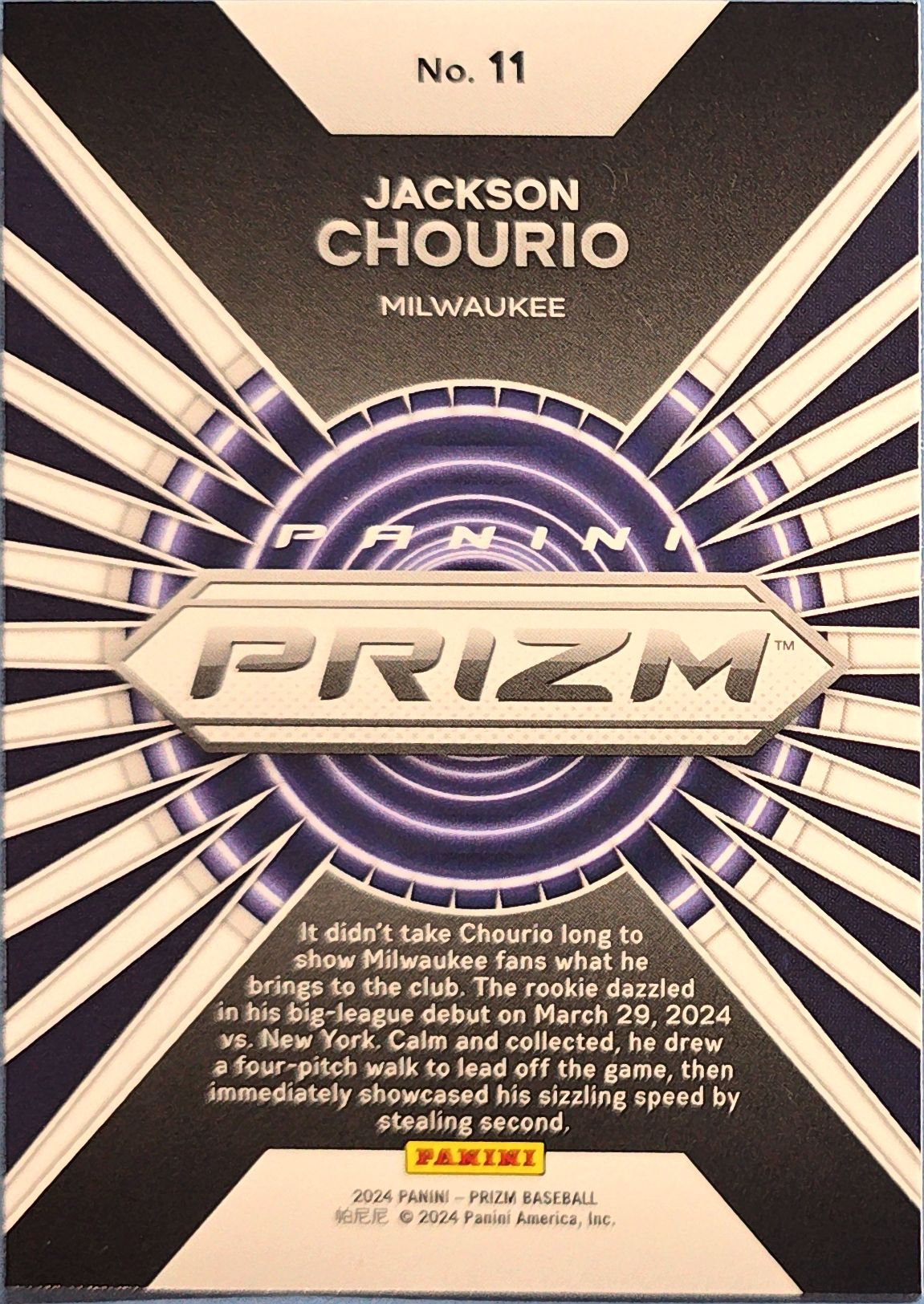 Jackson Chourio 2024 Panini Prizm Hype Rookie #11 (RC)