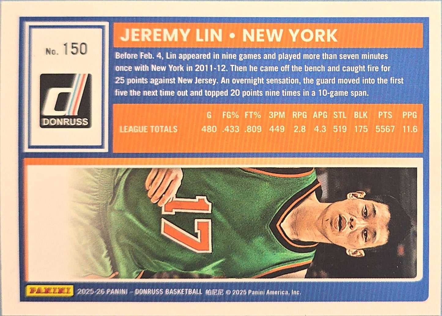 Jeremy Lin 2025-2026 Panini Donruss Blue #150 /35