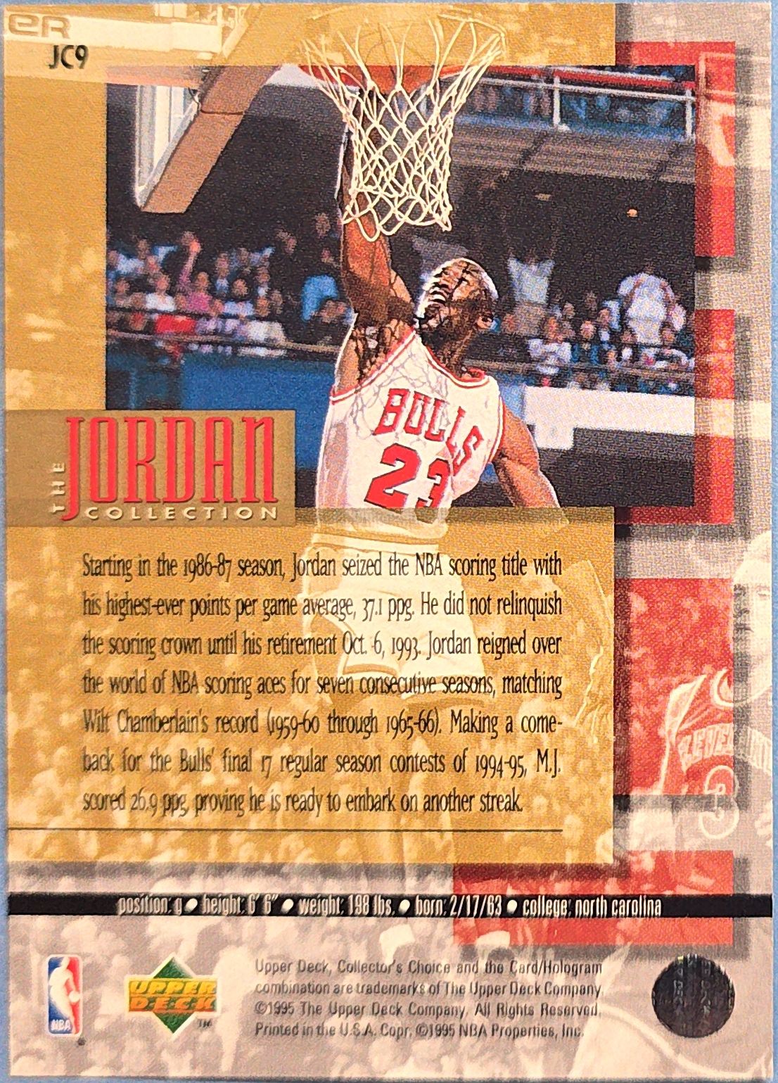 Michael Jordan 1995 Upper Deck Collector's Choice 'Seven Consecutive Scoring Titles' #JC9