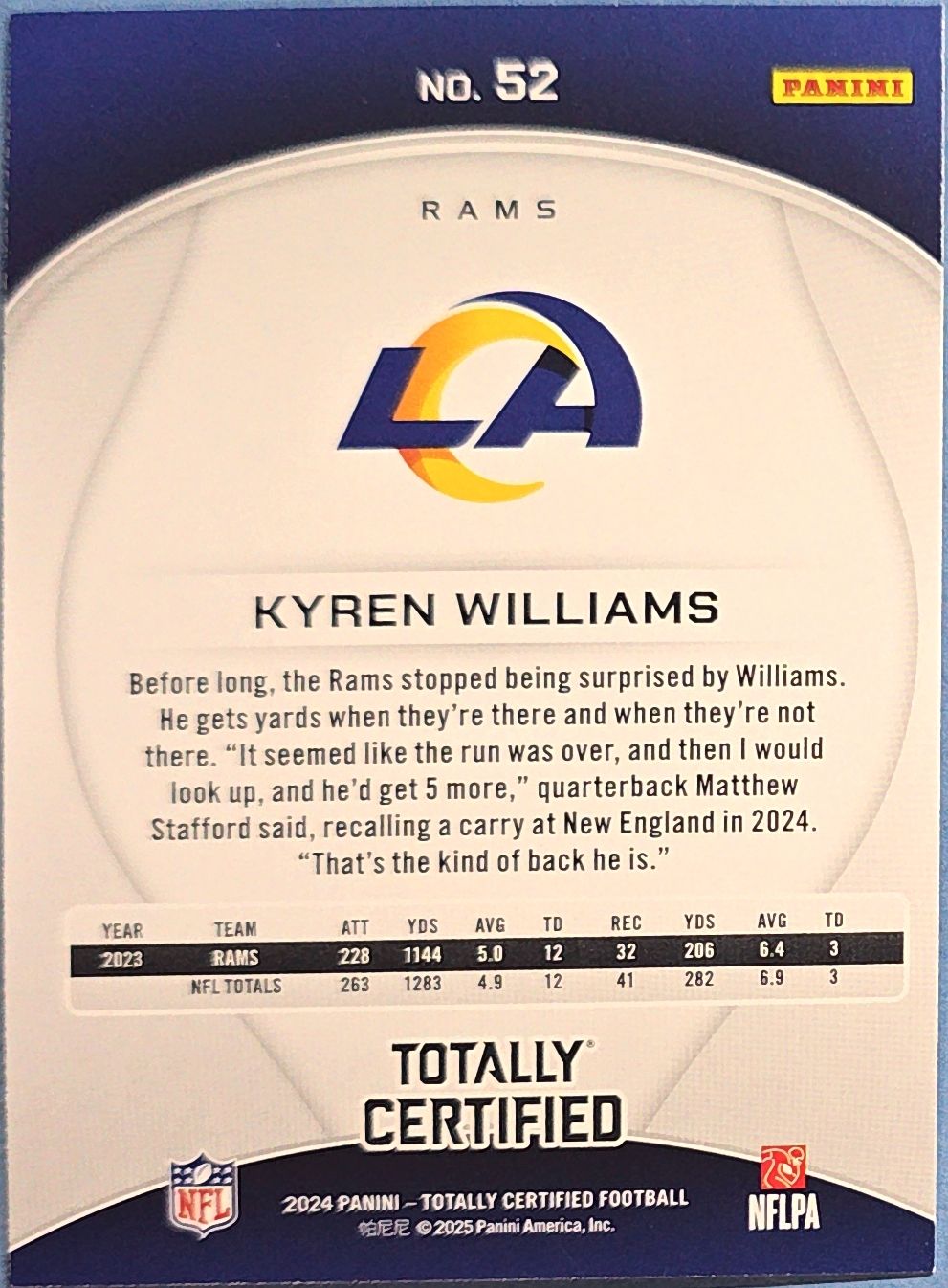 Kyren Williams 2024 Panini Certified Mirror #52