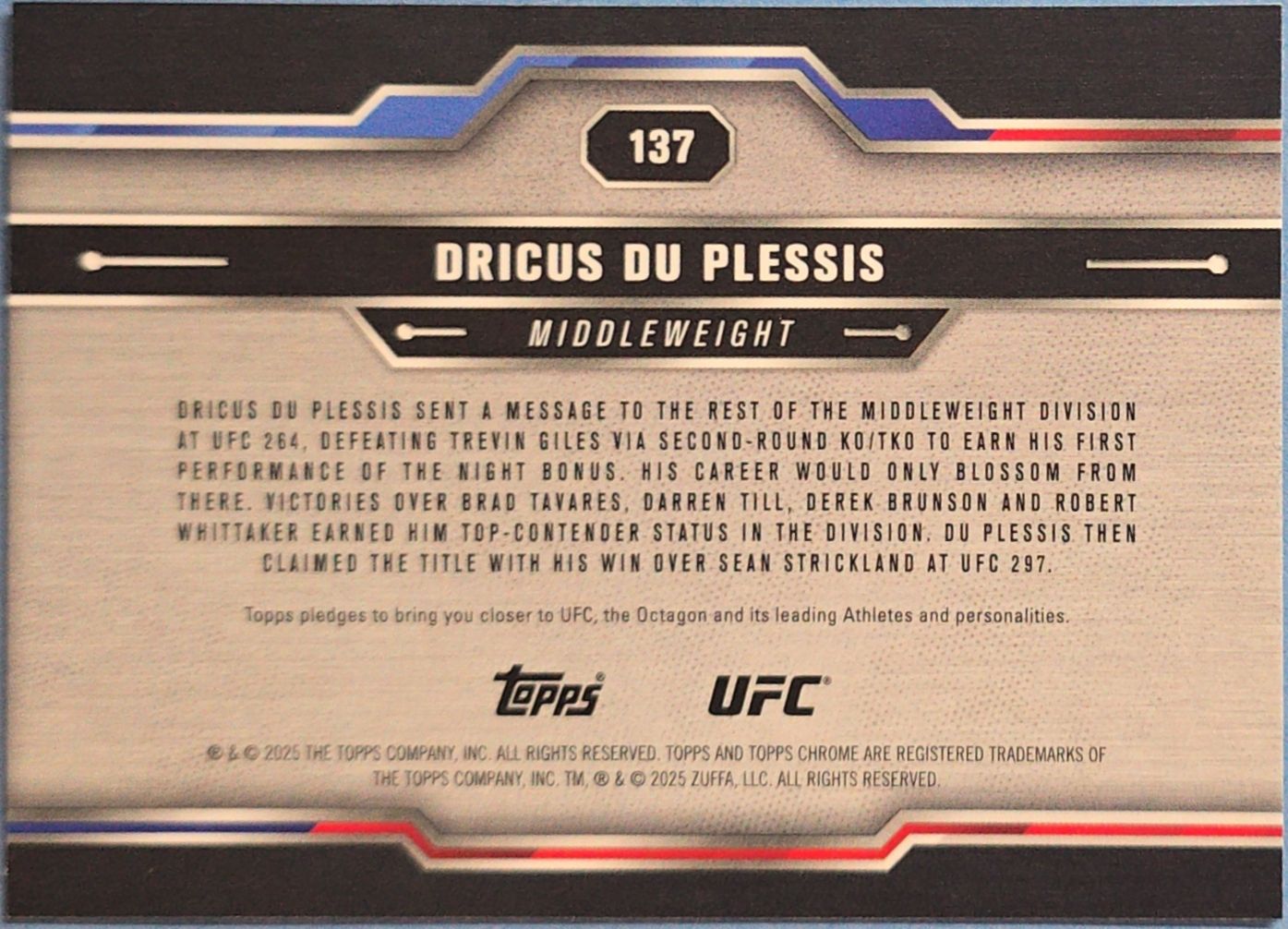 Dricus Du Plessis 2025 Topps Chrome #137 UFC