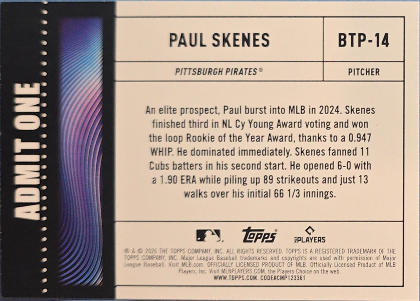 Paul Skenes 2026 Topps Big Ticket Players #BTP-14