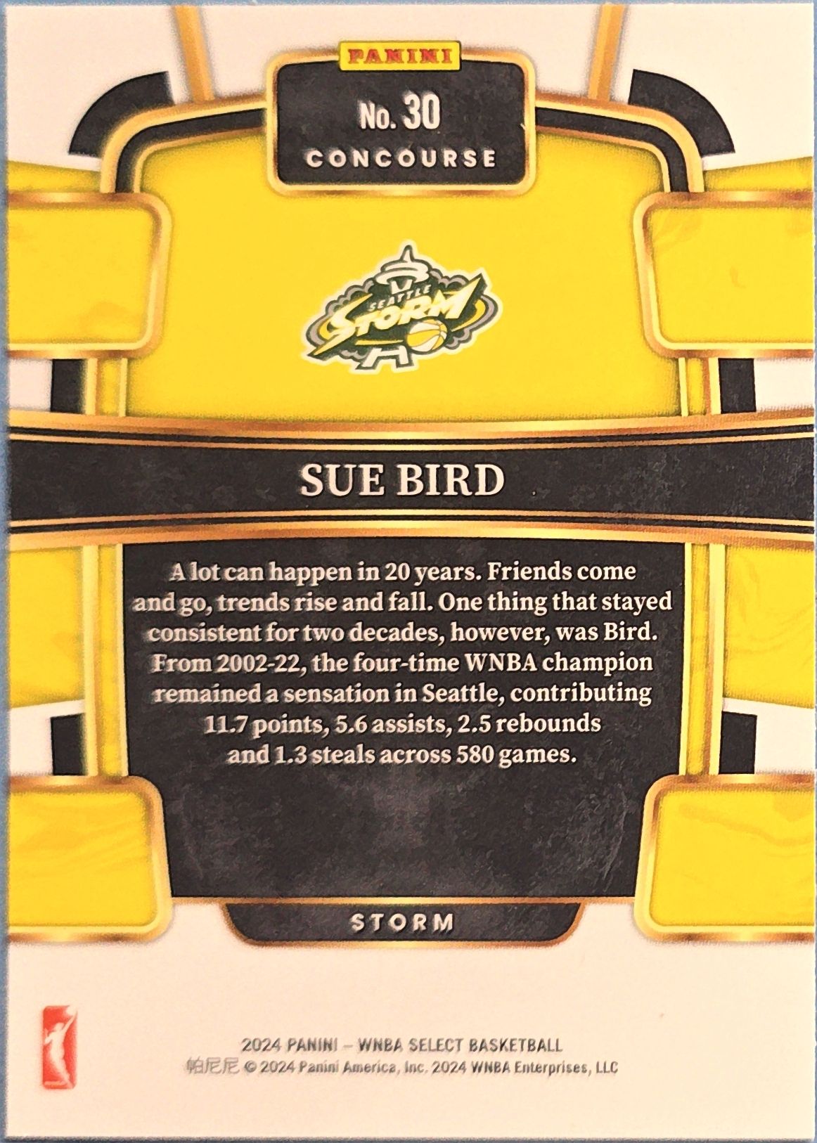 Sue Bird 2024 Panini Select WNBA Concourse #30