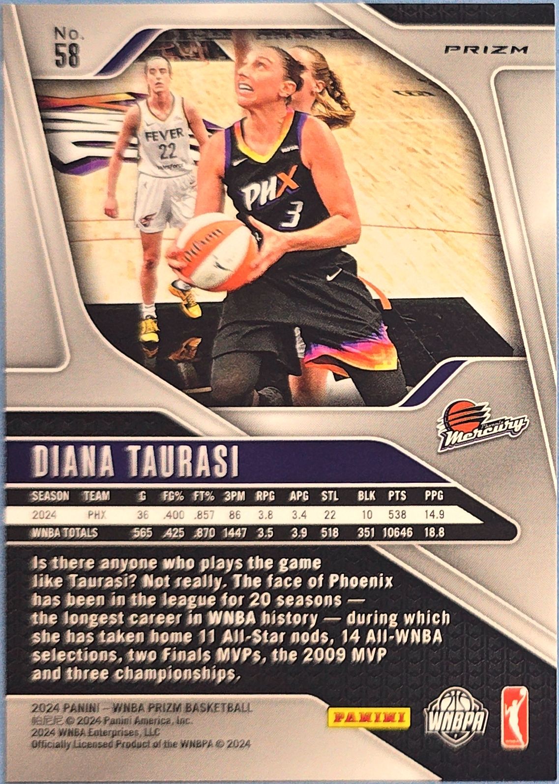 Diana Taurasi 2024 Panini WNBA Blue Velocity Prizms #58