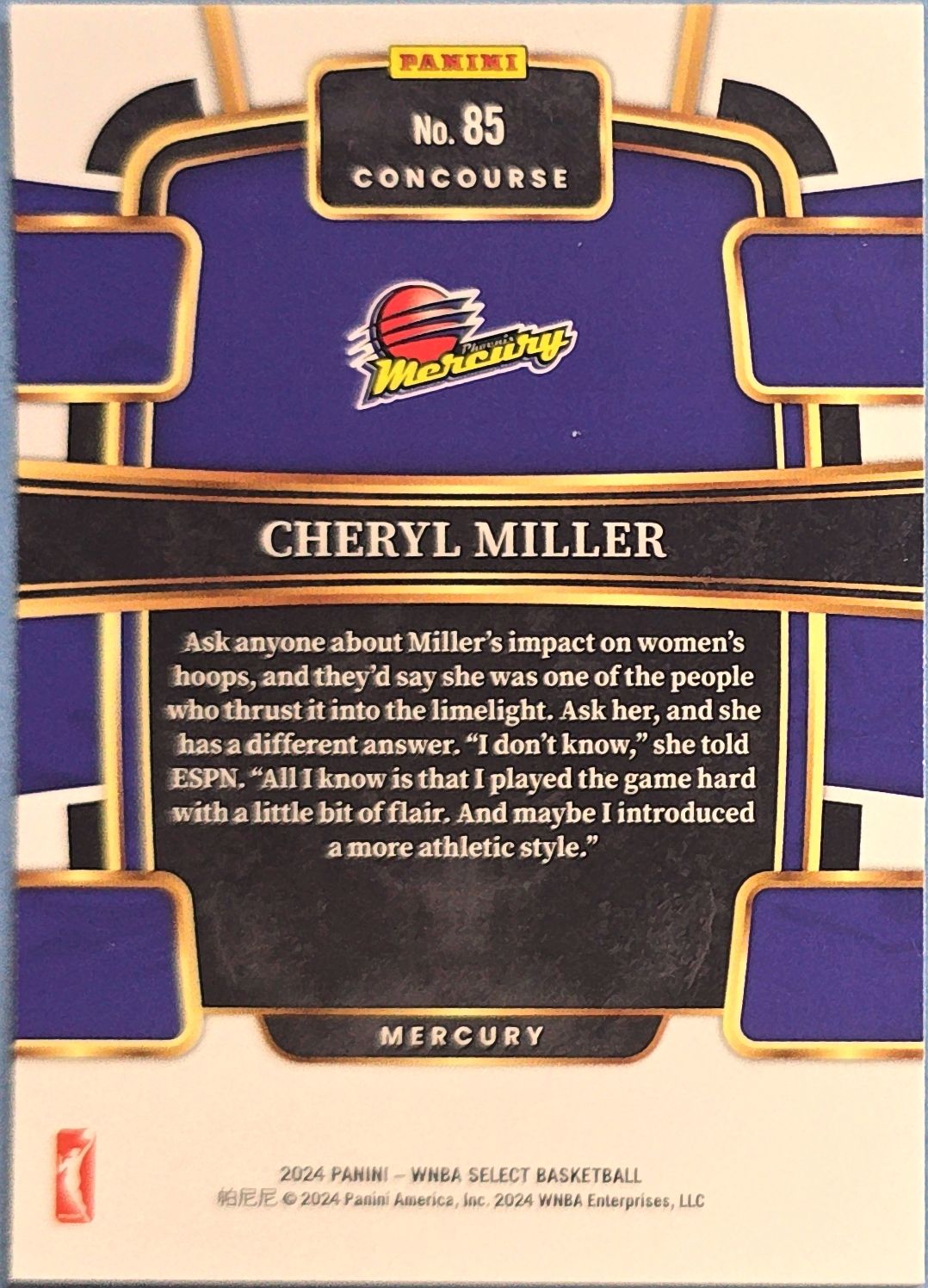 Cheryl Miller 2024 Panini Select WNBA Concourse #85