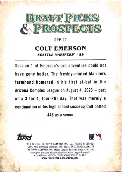 Colt Emerson 2023 Bowman Draft Picks Prospects DPP-17