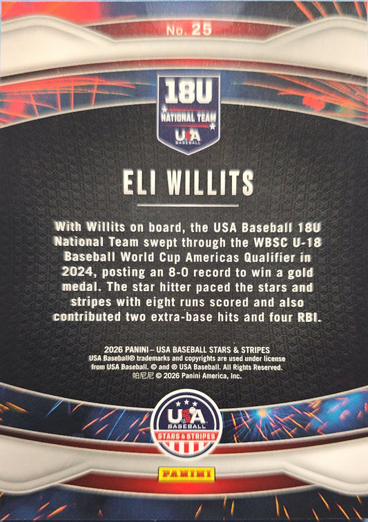 Eli Willits 2026 Panini Stars & Stripes 18U Fireworks #25