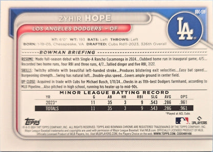Zyhir Hope 2024 Bowman Draft Chrome #BDC-139