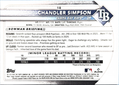 Chandler Simpson 2025 Bowman Chrome Mojo Refractor #18