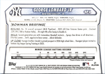 George Lombard Jr, 2026 Bowman Chrome Prospect BCP-64