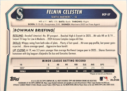 Felnin Celesten 2026 Bowman Chrome Rookie Prospects BCP-37