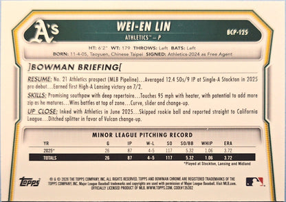 Wei-En Lin 2026 Bowman Chrome Prospects #BCP-125