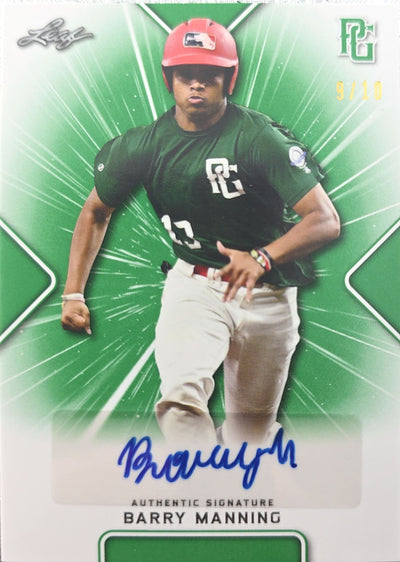 Barry Manning 2021 Leaf Perfect Game National Showcase Auto Green 9/10 #AB-BM1