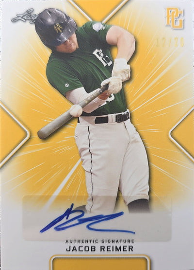 Jacob Reimer 2021 Leaf Perfect Game National Showcase Auto Yellow 12/20 #BA-JR2
