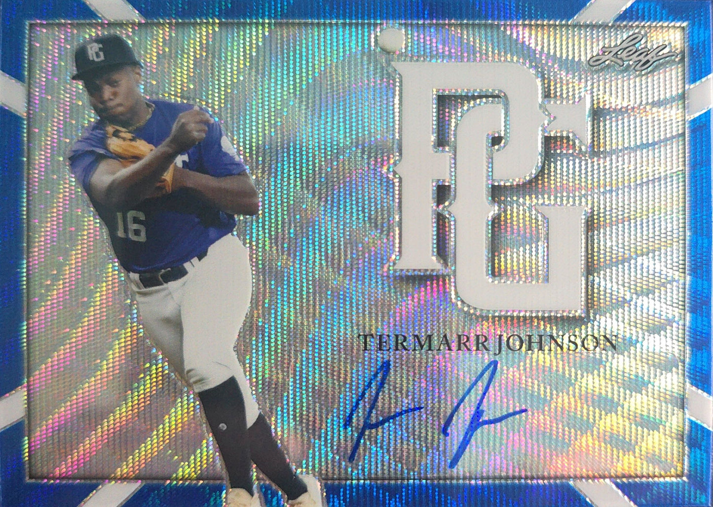 Temarr Johnson 2021 Leaf Perfect Game National Showcase Auto Blue 5/9 #BA-TJ1