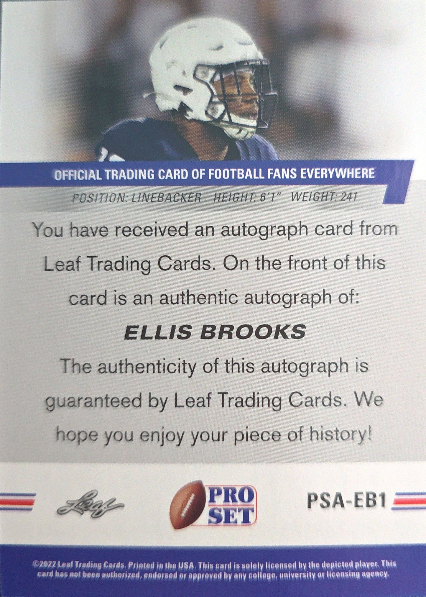 Ellis Brooks 2022 Leaf Pro Set Auto #PSA-EB1