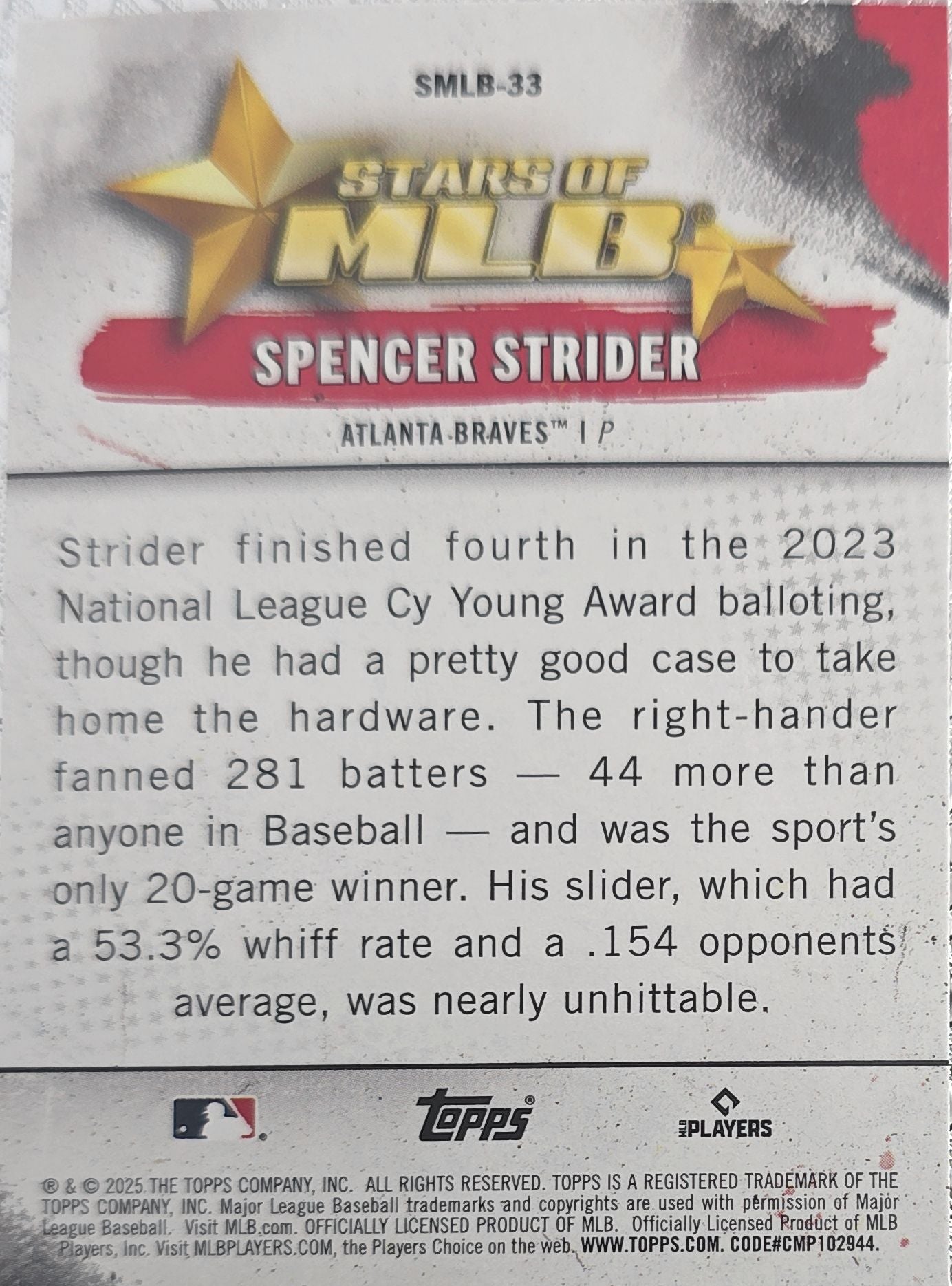 Spencer Strider 2025 Topps Stars of MLB #SMLB -33