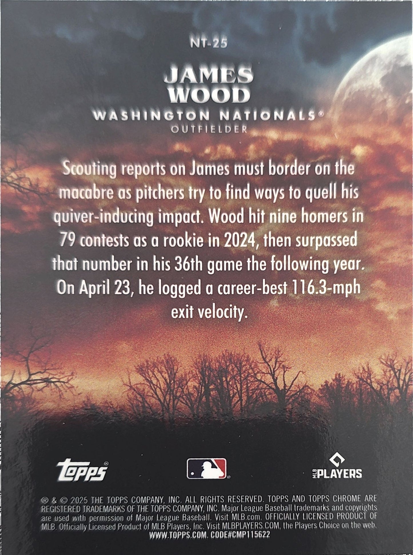 James Wood 2025 Topps Chrome Night Terror Rookie #NT-25 (RC)