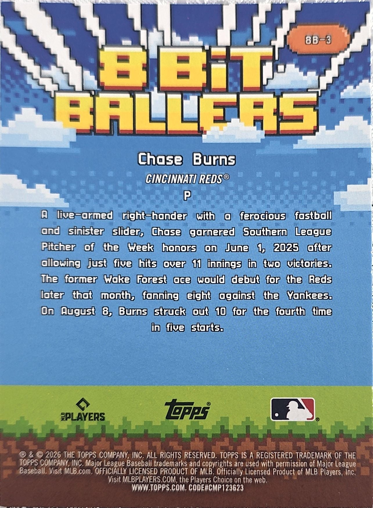 Chase Burns 2026 Topps 8-Bit Baller Rookie #8B-3 (RC)