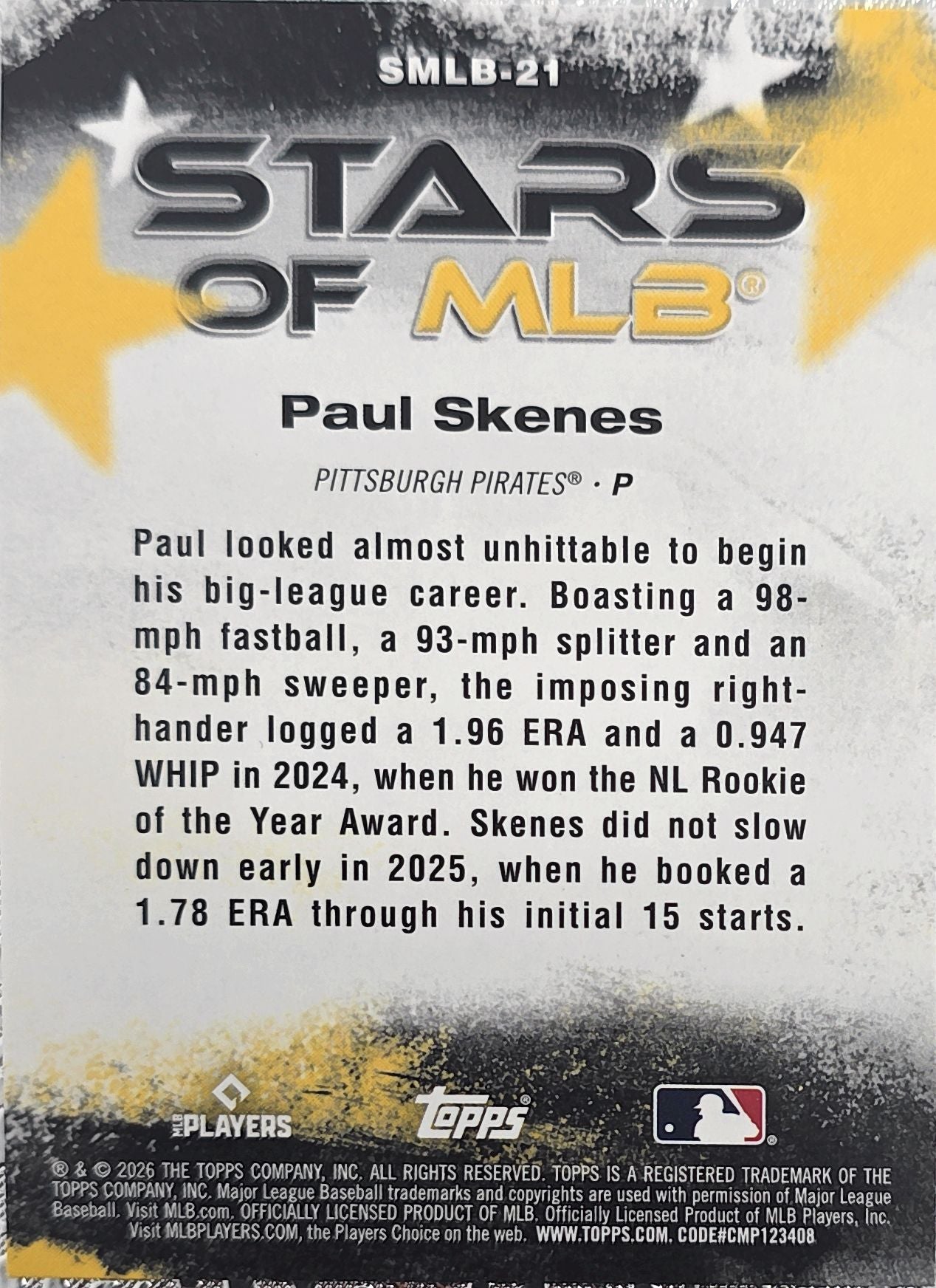 Paul Skenes 2026 Tops Stars of the MLB #SMLB-21