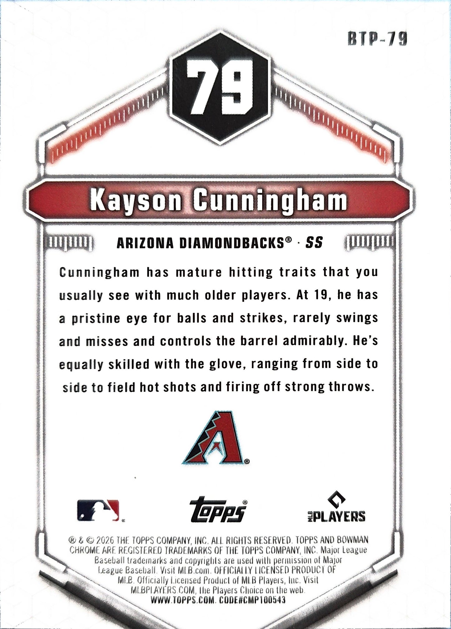 Kayson Cunningham 2026 Bowman Chrome Top 100 #79
