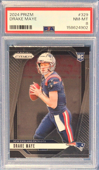 Drake Maye 2024 Panini Prizm Rookie #329 PSA 8 (RC)