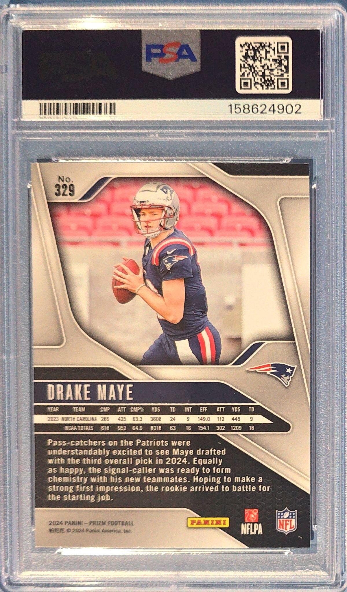 Drake Maye 2024 Panini Prizm Rookie #329 PSA 8 (RC)
