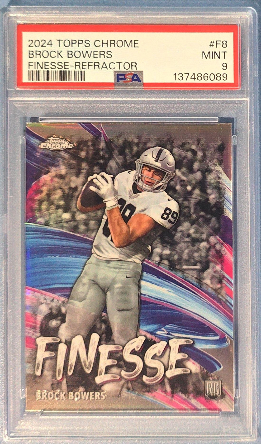 Brock Bowers 2024 Topps Chrome Finesse- Refractor #F-8 PSA 9