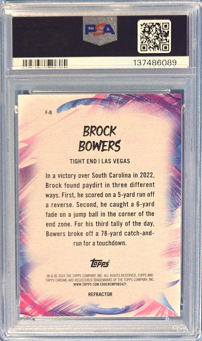 Brock Bowers 2024 Topps Chrome Finesse- Refractor #F-8 PSA 9