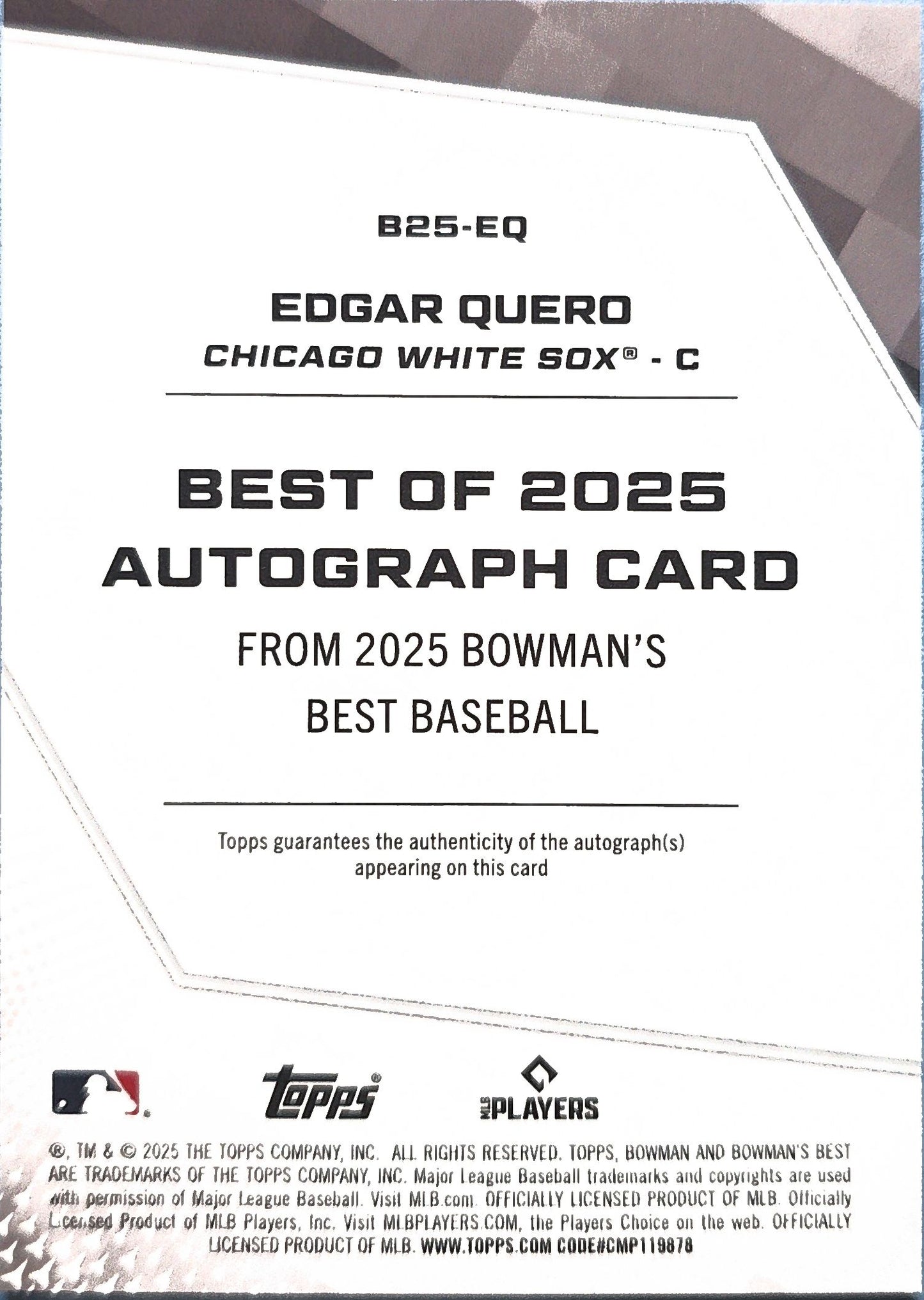 Edgar Quero 2025 Bowman's Best Rookie Auto #B25-EQ (RC)
