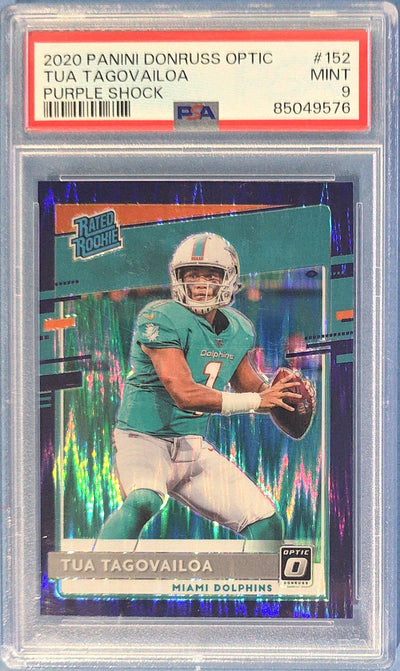 Tua Tagovailoa 2020 Panini Donruss Optic Purple Shock #152 PSA 9