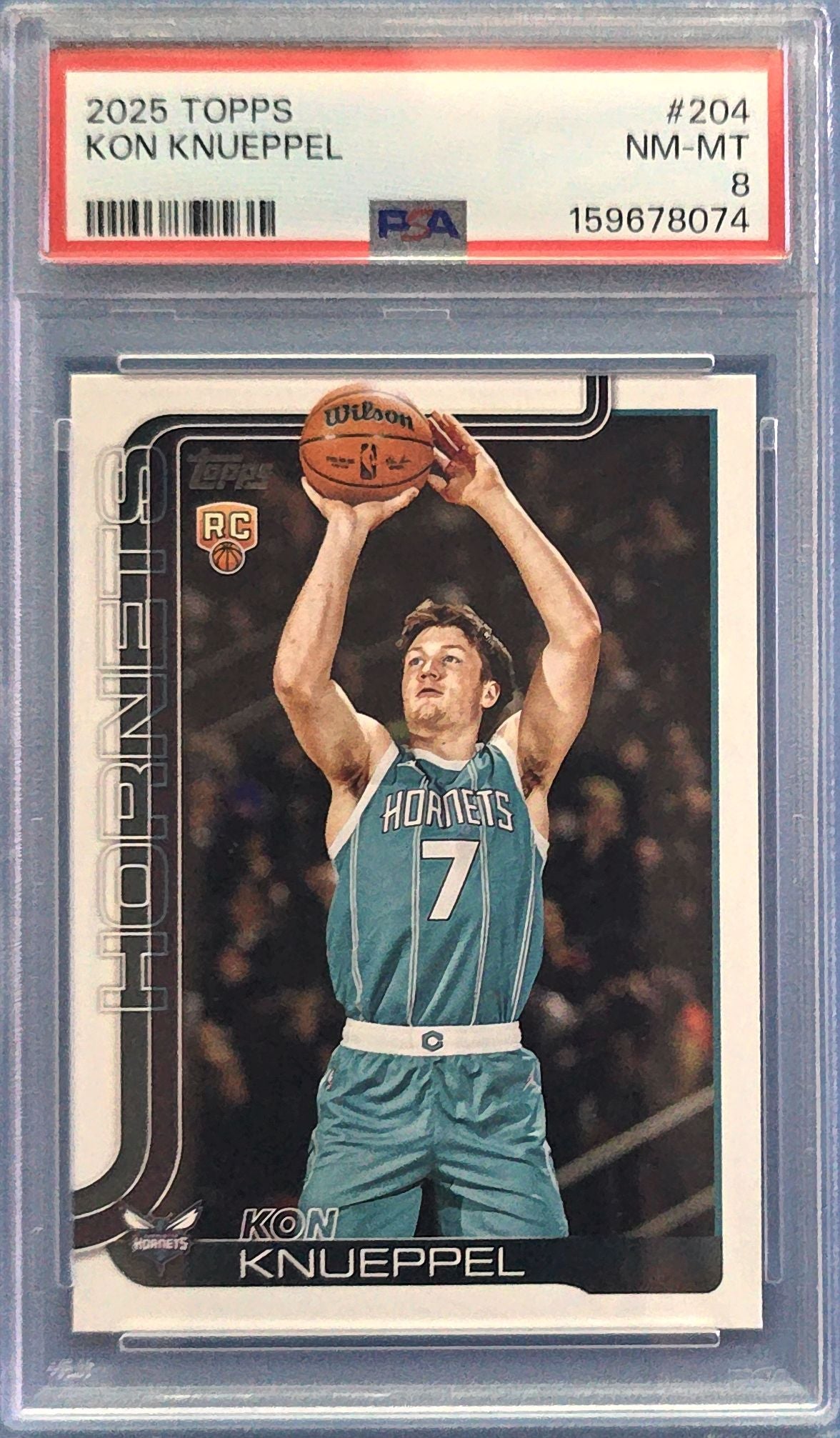 Kon Knueppel 2025 Topps Rookie #204 (RC) PSA 8