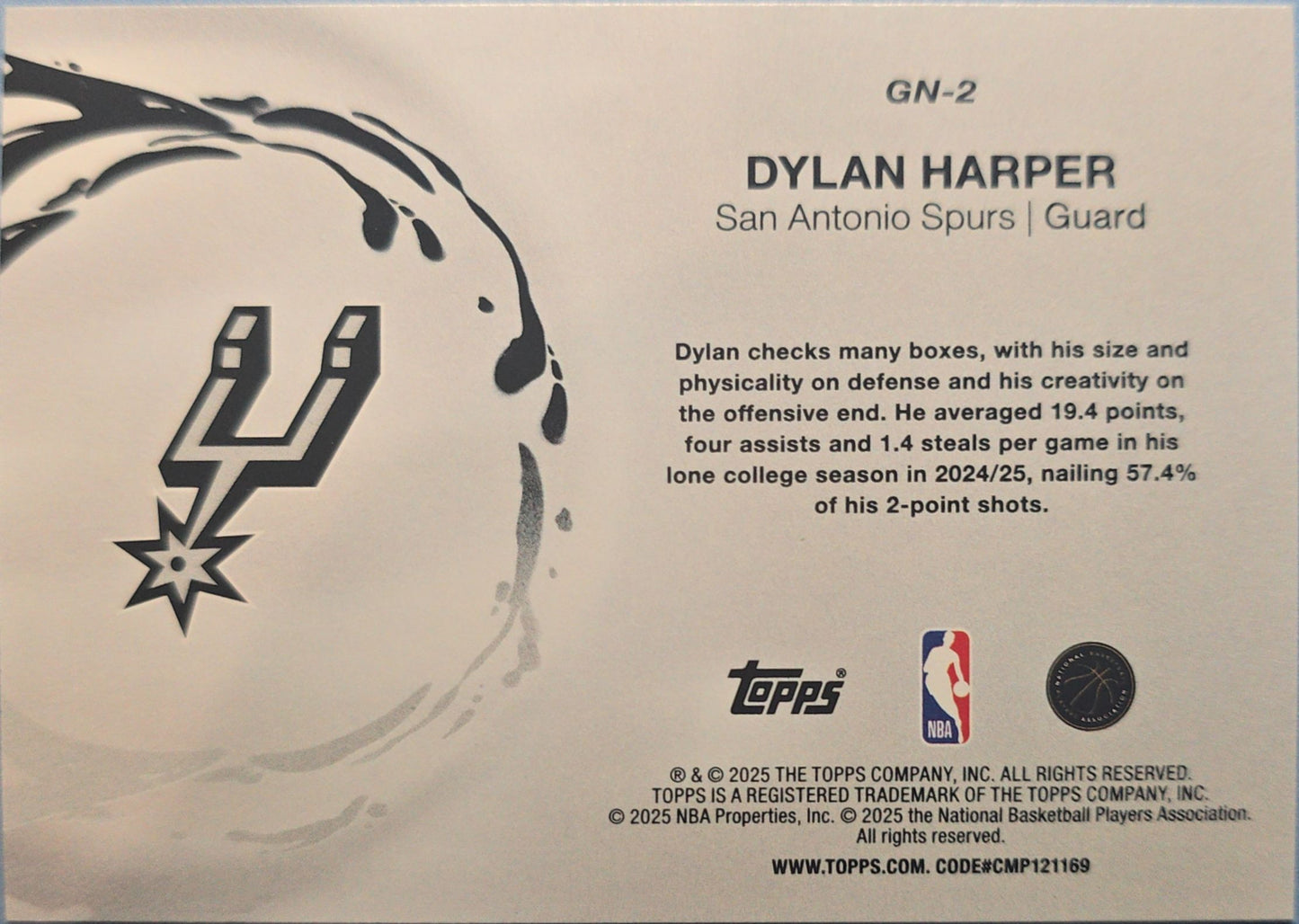 Dylan Harper 2025-2026 Topps Generation Now Rookie #GN-2 (RC)