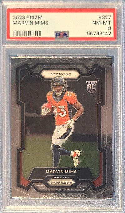 Marvin Mims 2023 Panini Prizm Rookie #327 (RC) PSA 8