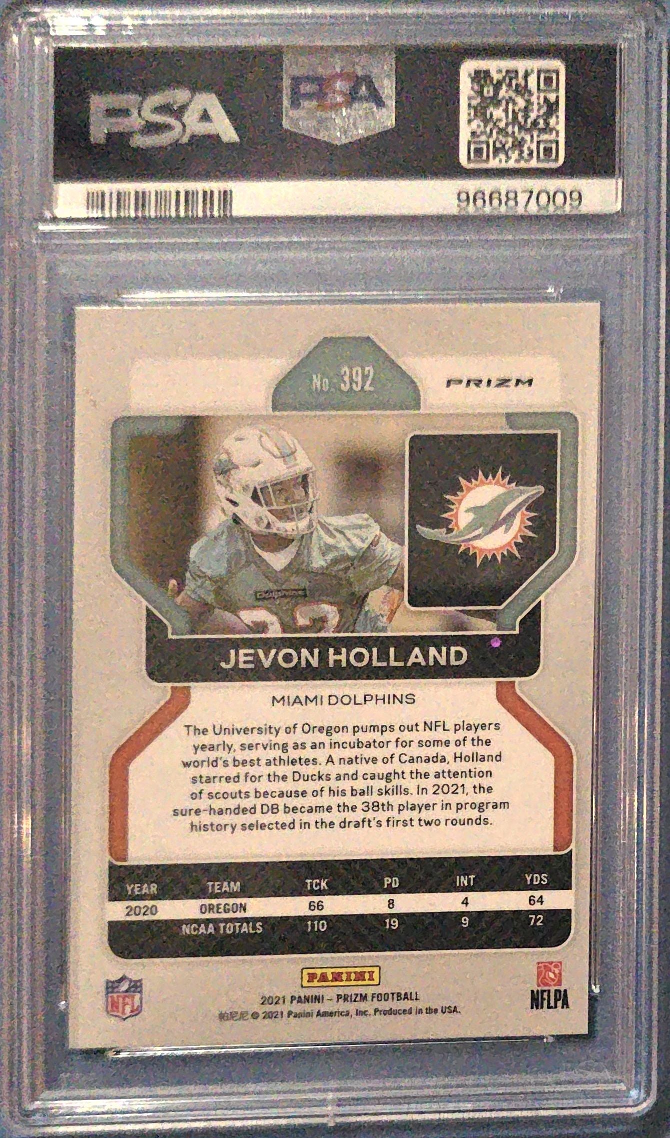 Jevon Holland 2021 Prizm Green Prizm Rookie #392 PSA 8