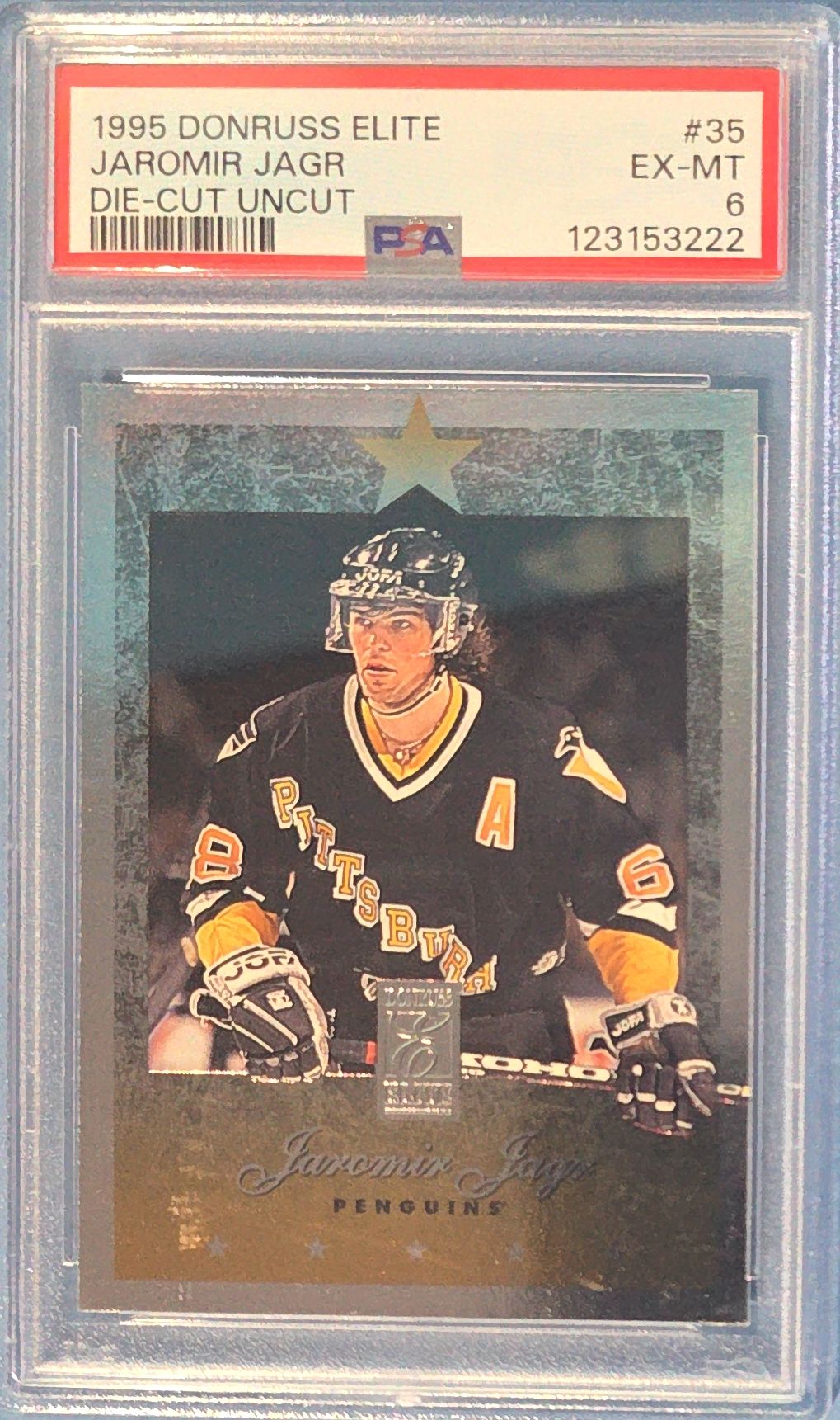 Jaromir Jagr 1995 Donruss Elite Die-Cut Uncut #35 PSA 6