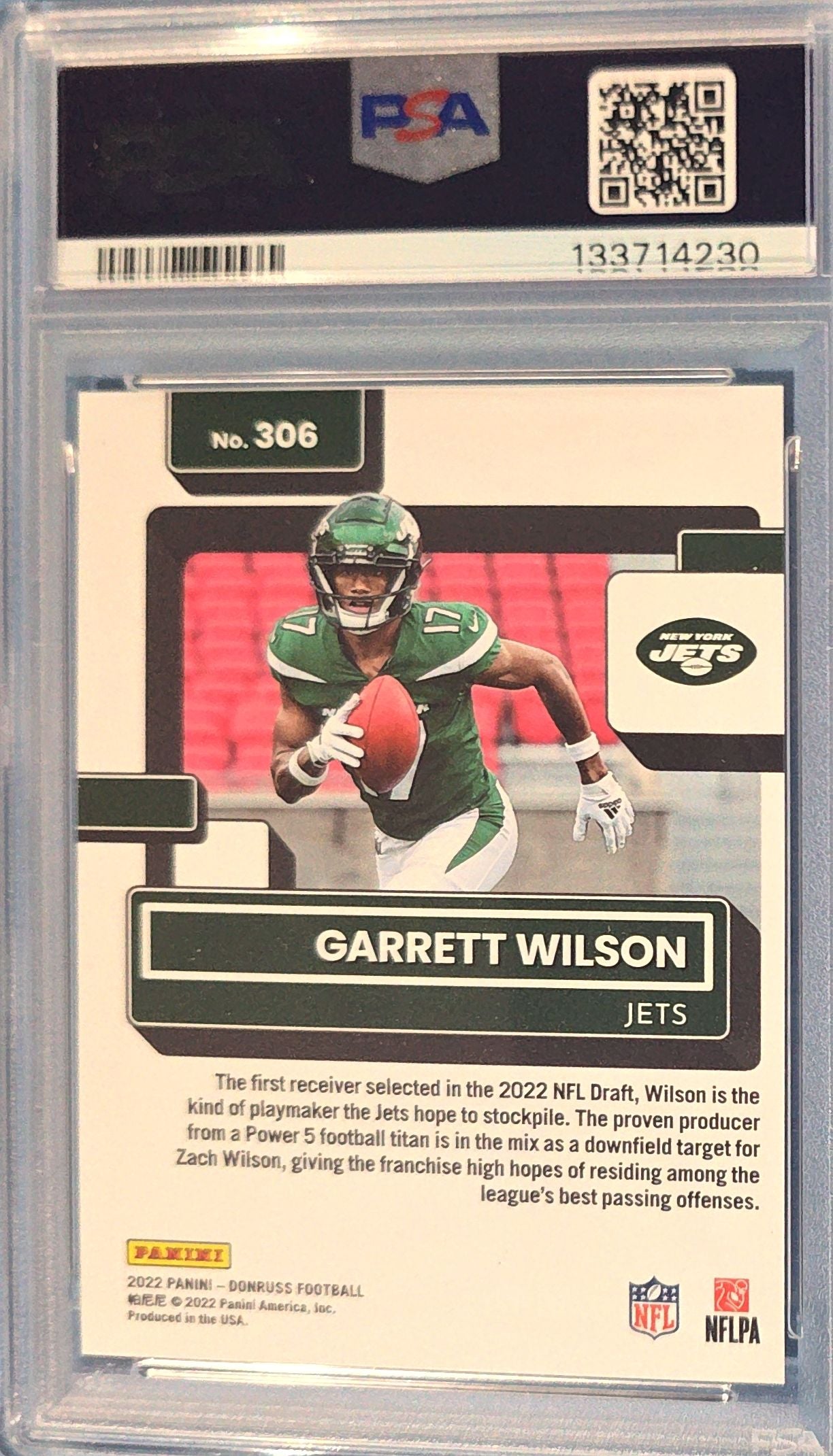 Garrett Wilson 2022 Donruss Press Proof Premium Rated Rookie #306 (PC) PSA 7