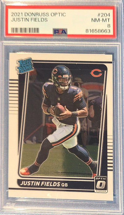 Justin Fields 2021 Donruss Optic Rated Rookies #204 (RC) PSA 8