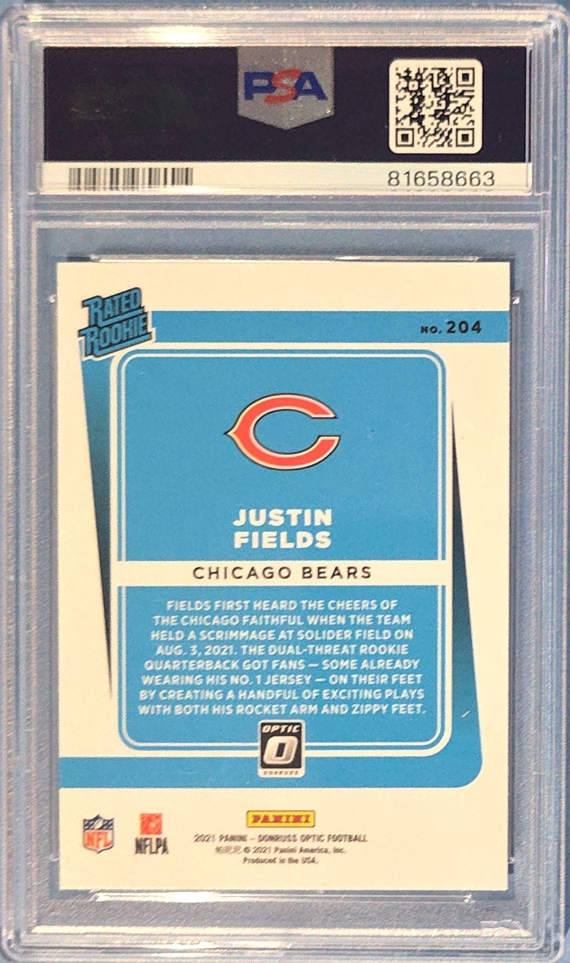 Justin Fields 2021 Donruss Optic Rated Rookies #204 (RC) PSA 8