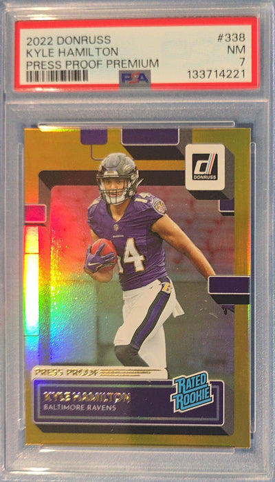 Kyle Hamilton 2022 Panini Donruss Press Proof Premium Rated Rookie #338 (RC) PSA 7