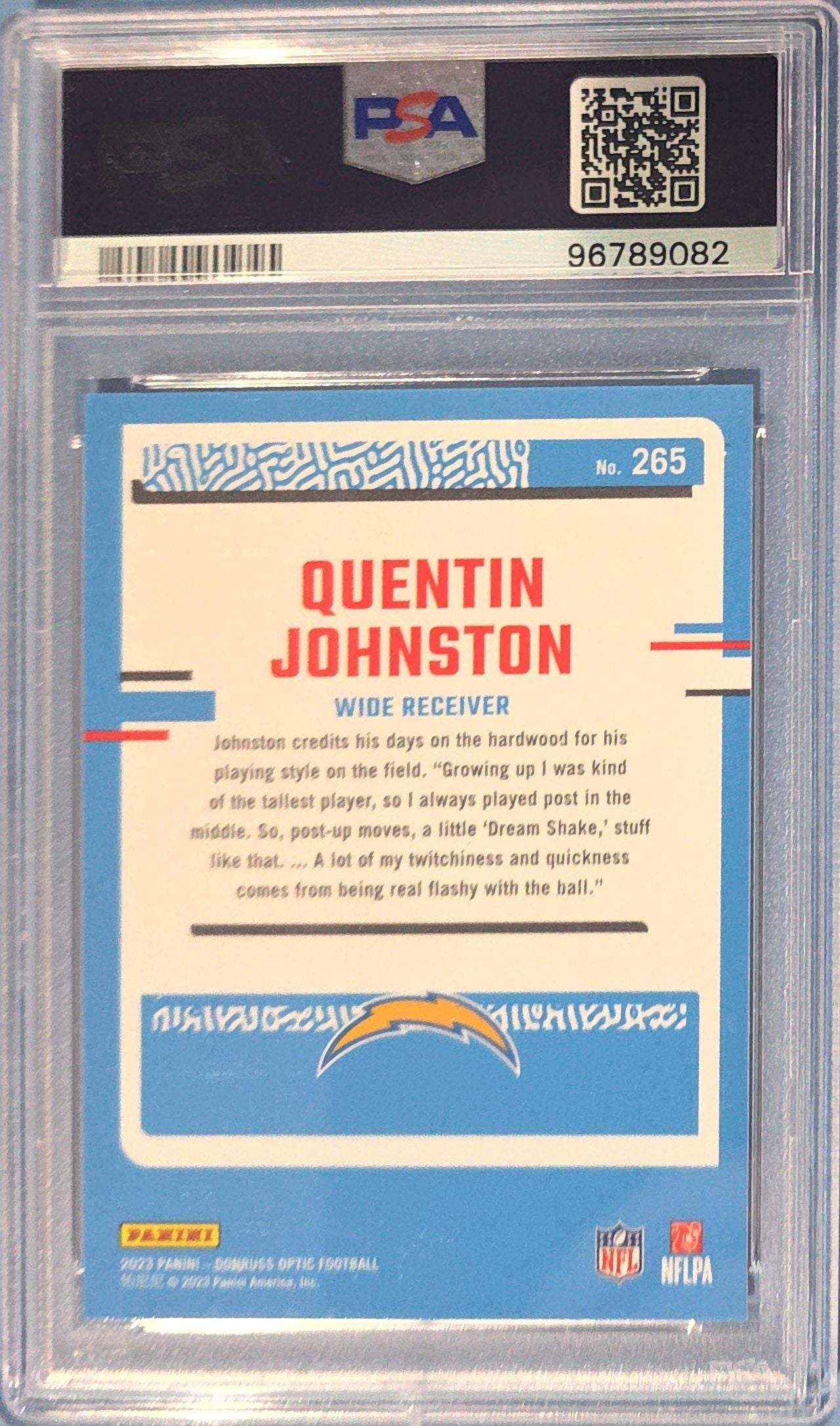 Quentin Johnston 2023 Donruss Optic Rated Rookie #265 (RC) PSA 8