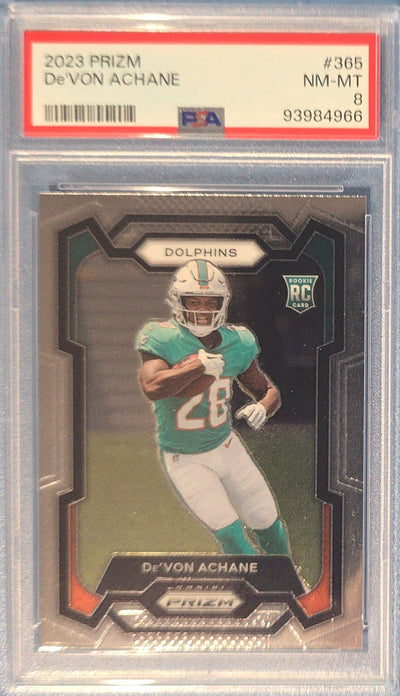 De'Von Achane 2023 Panini Prizm Rookie #365 (RC) PSA 8 Cert x66